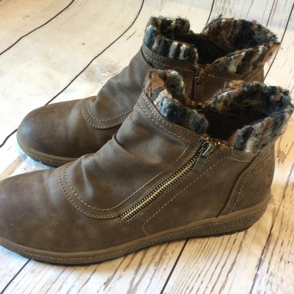 Patrizia by Spring Step Brown Ankle Boots Tracie Fur Lining  Zip casual 10 - Picture 6 of 10